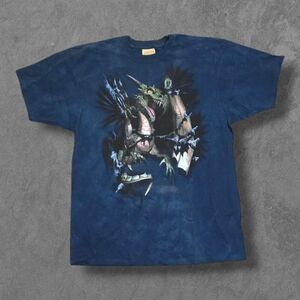 Vintage Y2k The Mountain Dragon Blue Tie Dye Stone Wash T-Shirt  XXL